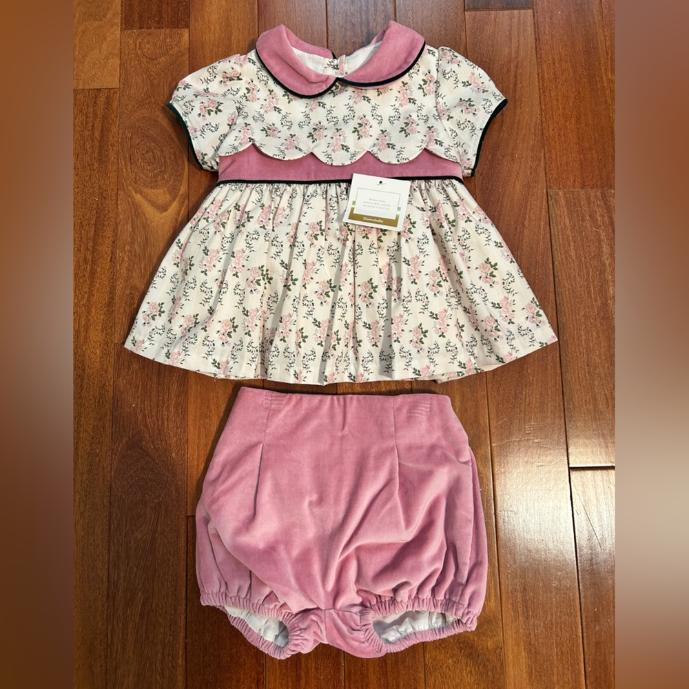 Charming Pink Floral Baby Set with Bloomers